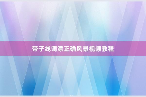 带子线调漂正确风景视频教程