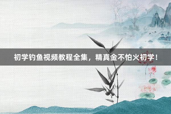 初学钓鱼视频教程全集，精真金不怕火初学！